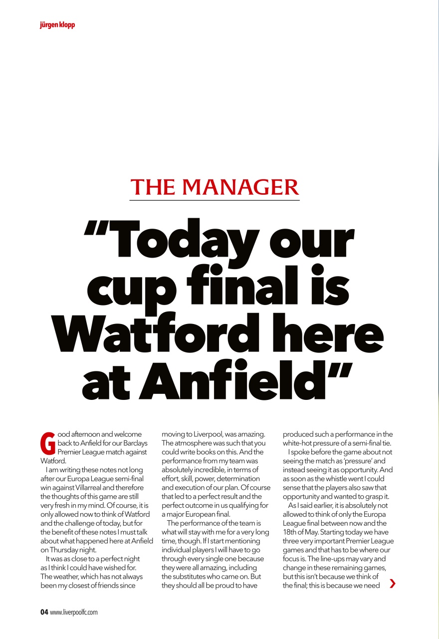 Liverpool FC Programmes Preview Pages