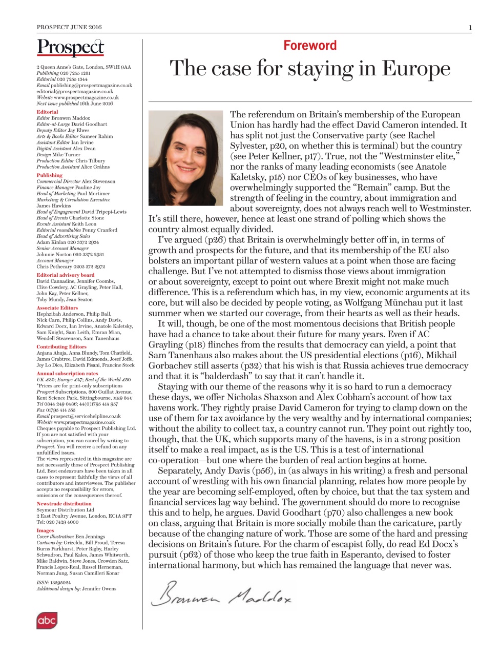 Prospect Magazine Preview Pages