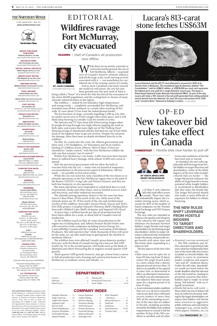 The Northern Miner Preview Pages