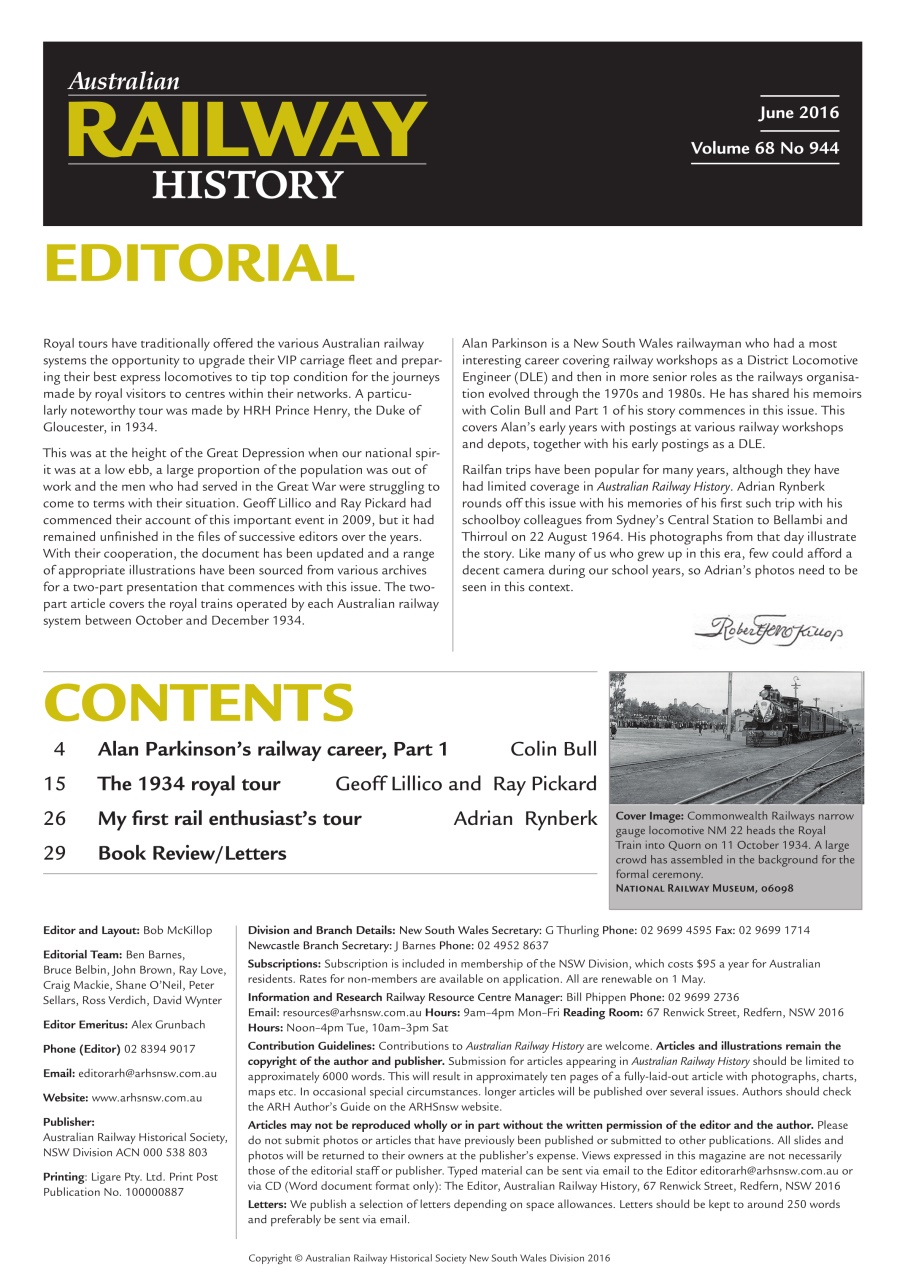 Australian Railway History Preview Pages