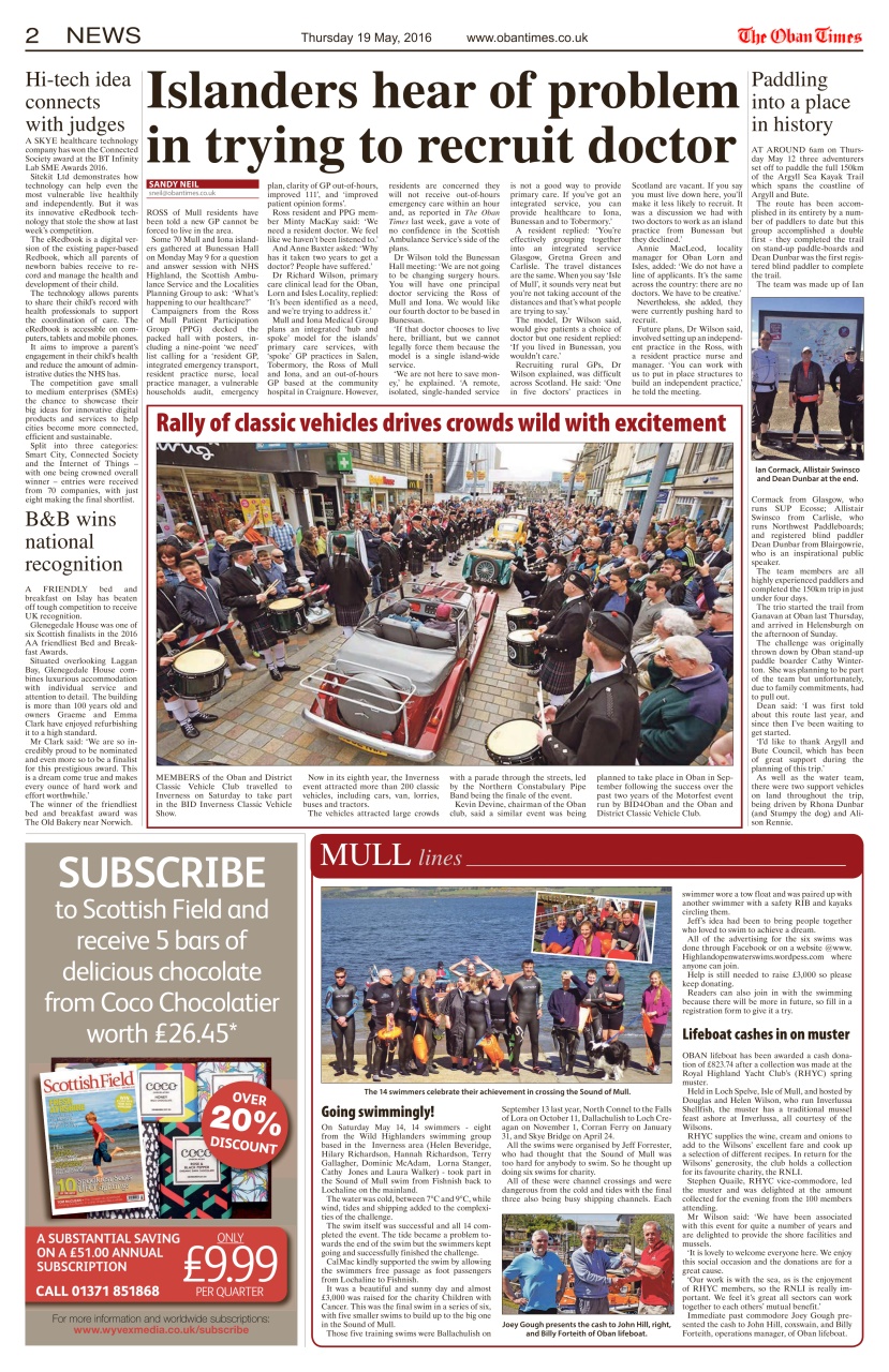 The Oban Times & Lochaber Times Preview Pages