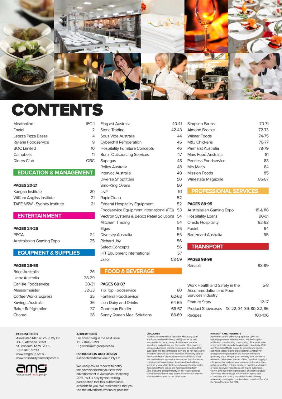 Australian Hospitality Directory Preview Pages