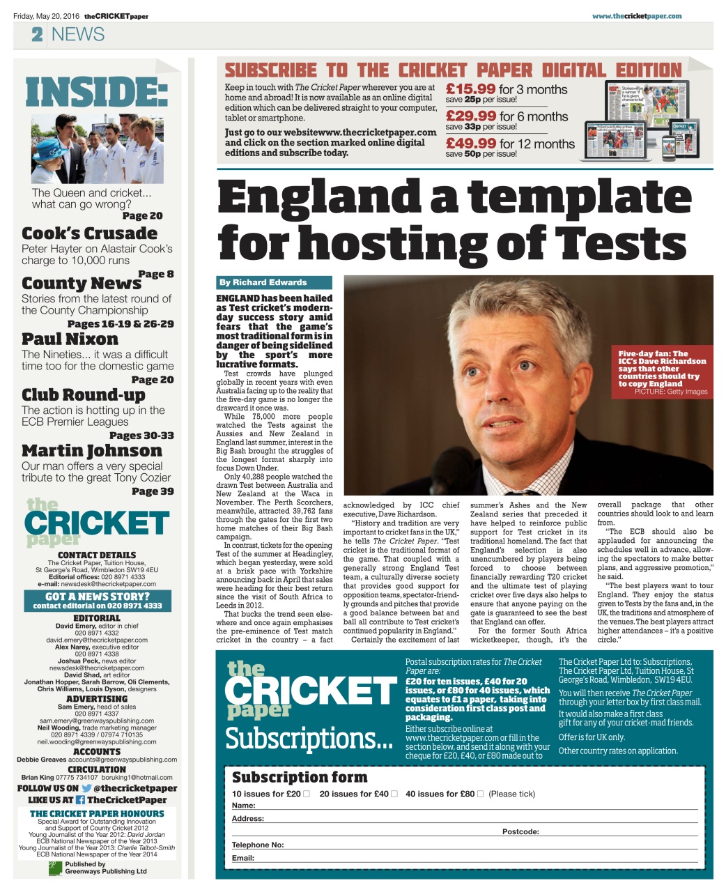 The Cricket Paper Preview Pages