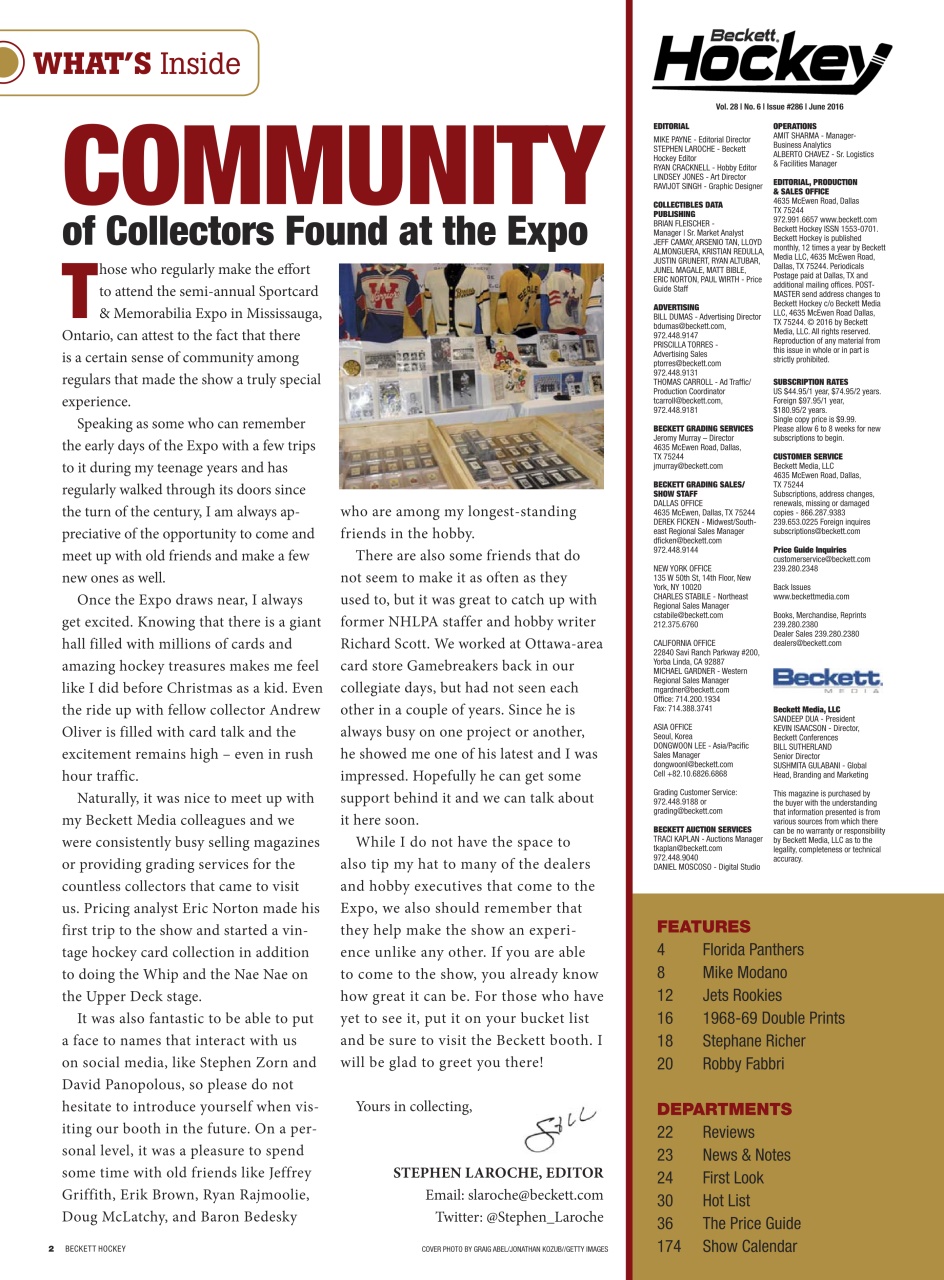 Beckett Hockey Magazine Preview Pages