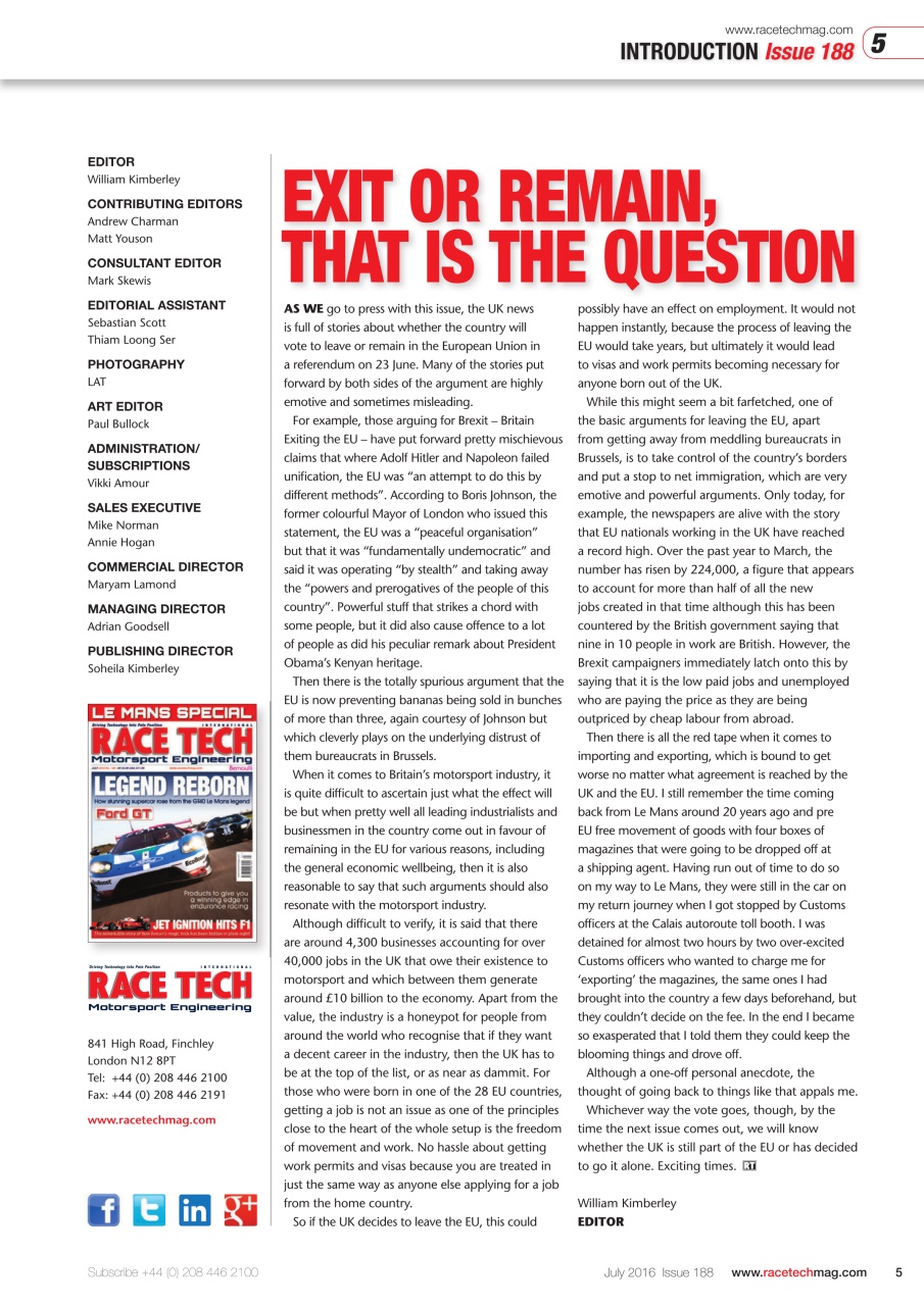 Race Tech Preview Pages