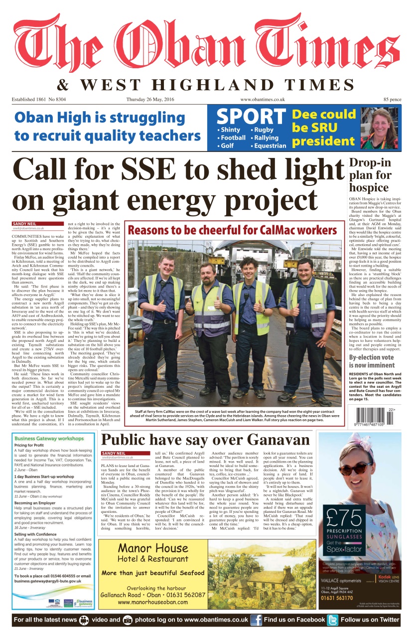 The Oban Times & Lochaber Times Preview Pages