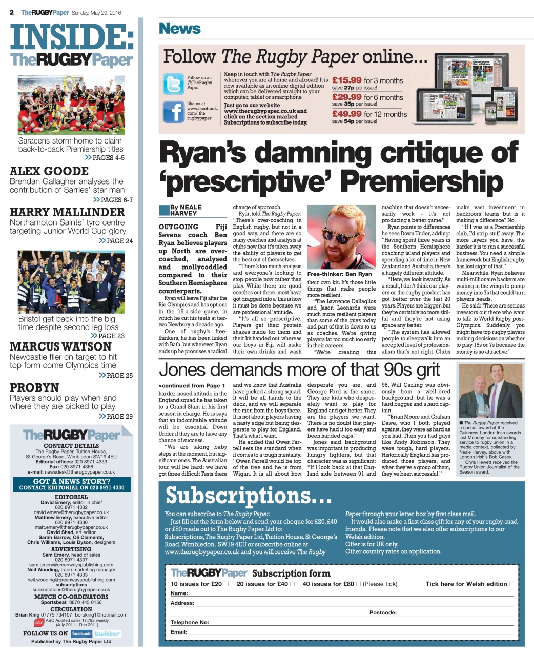The Rugby Paper Preview Pages