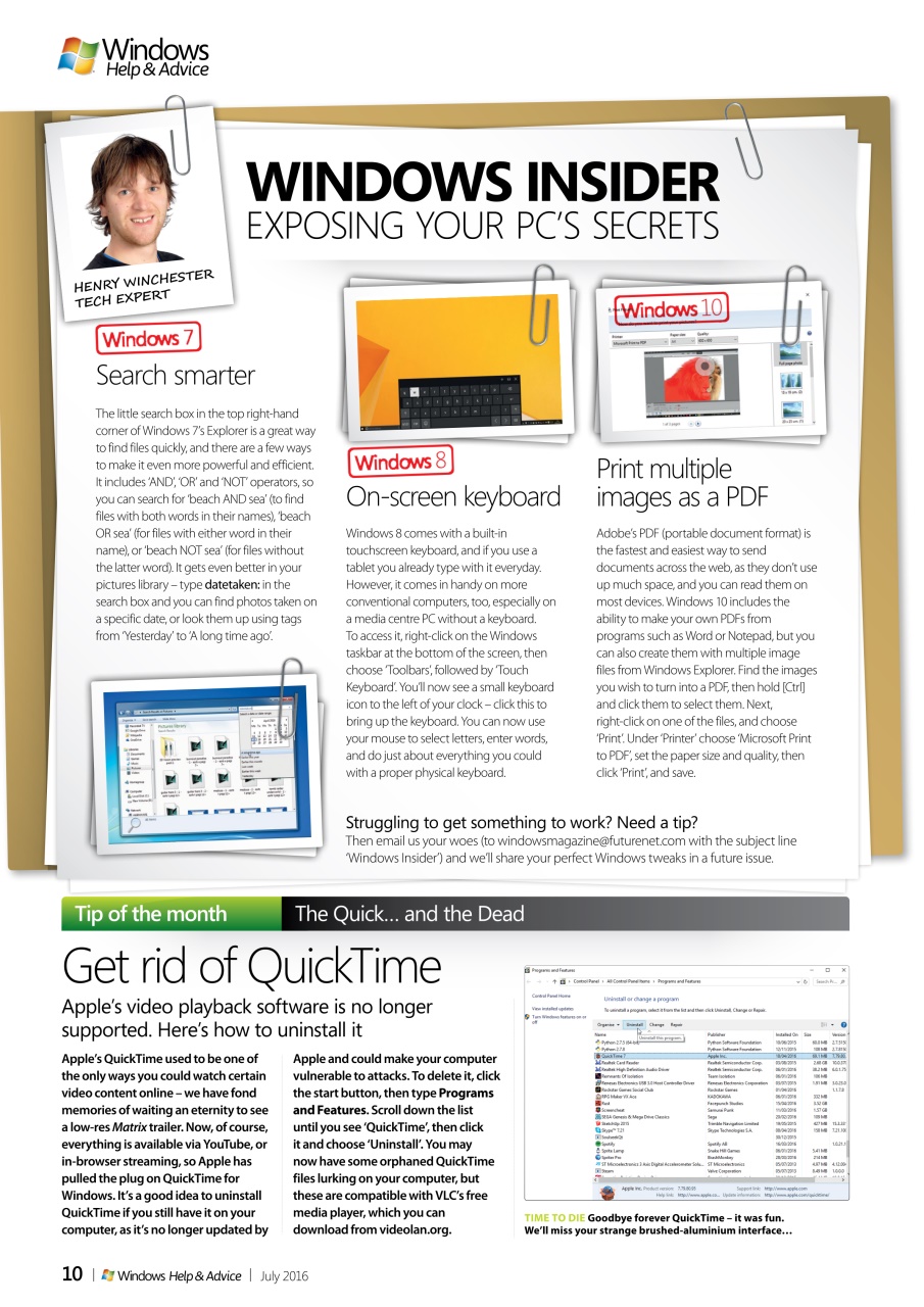 Windows Help & Advice Preview Pages
