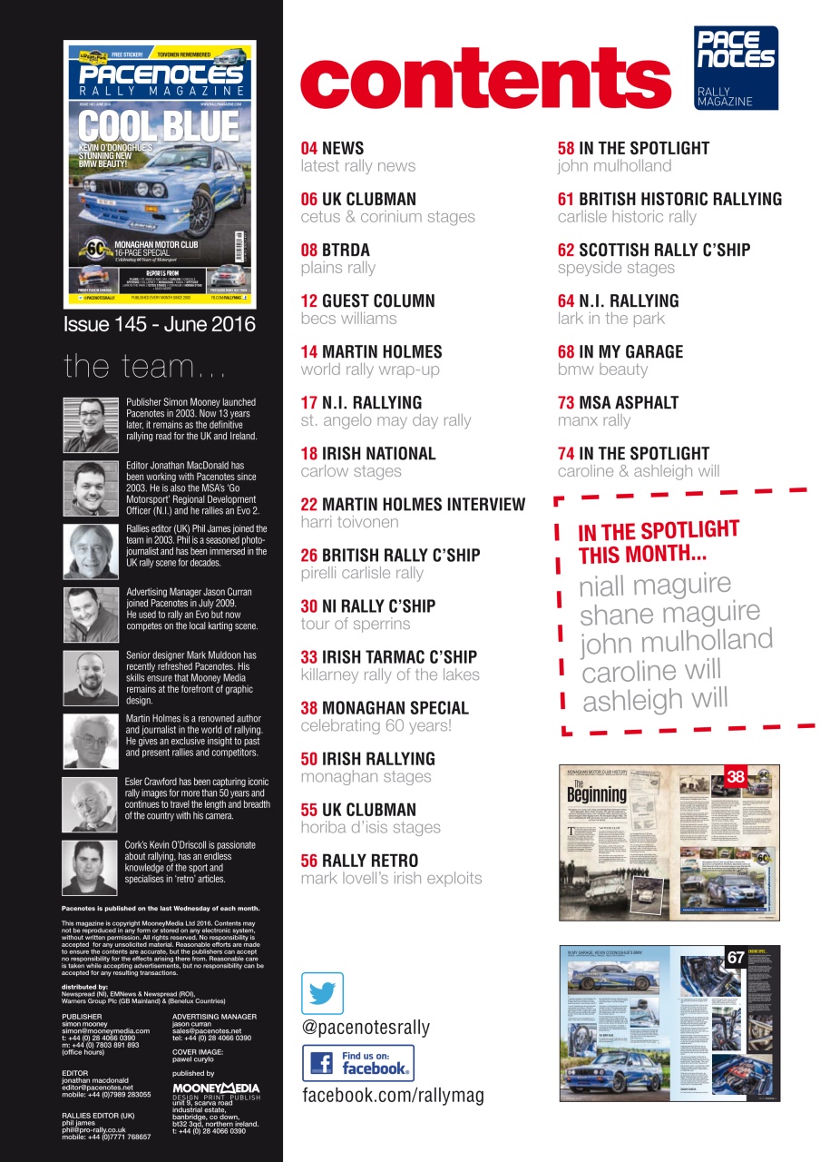 Pacenotes Rally magazine Preview Pages