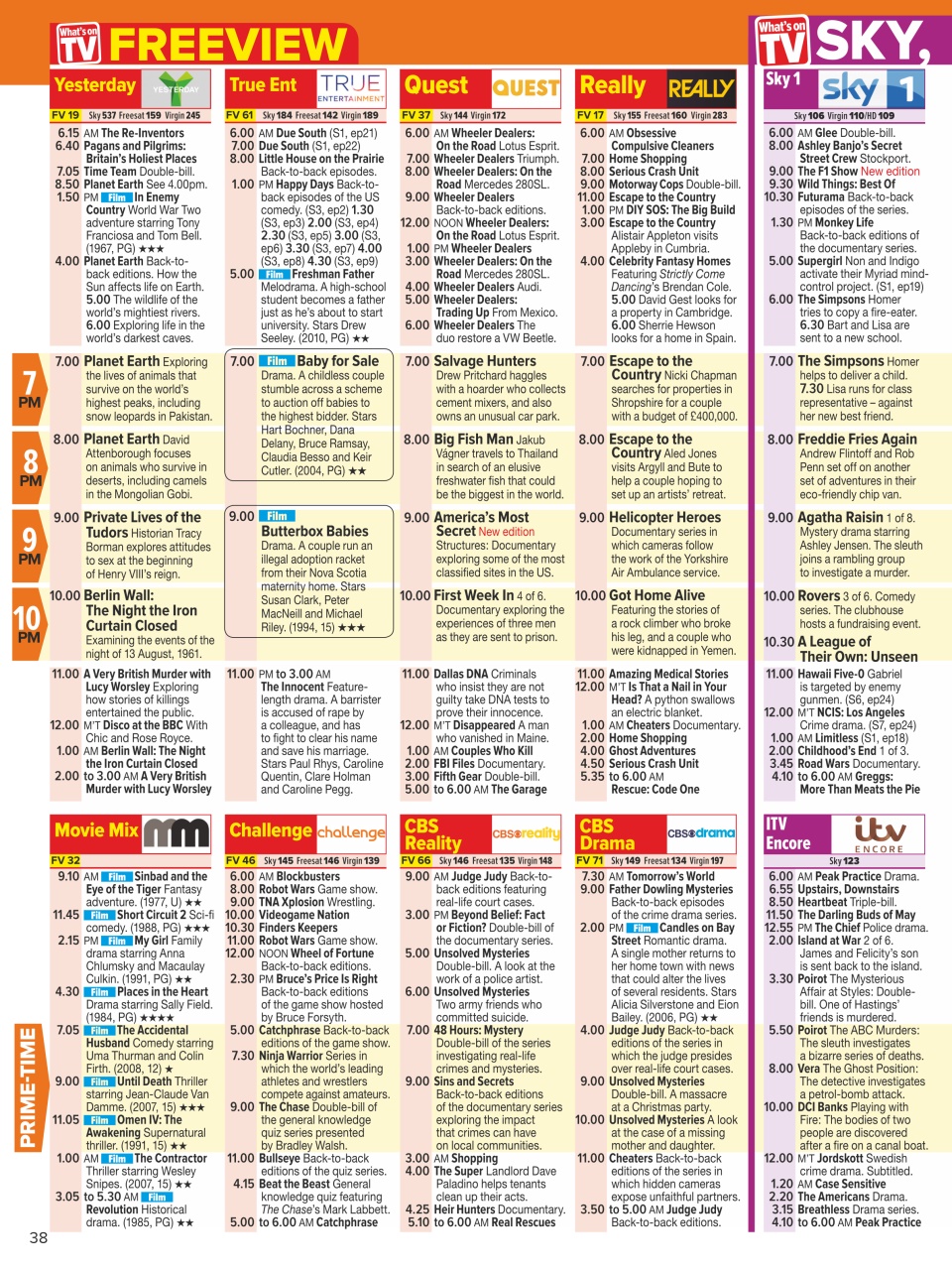 What's on TV Preview Pages