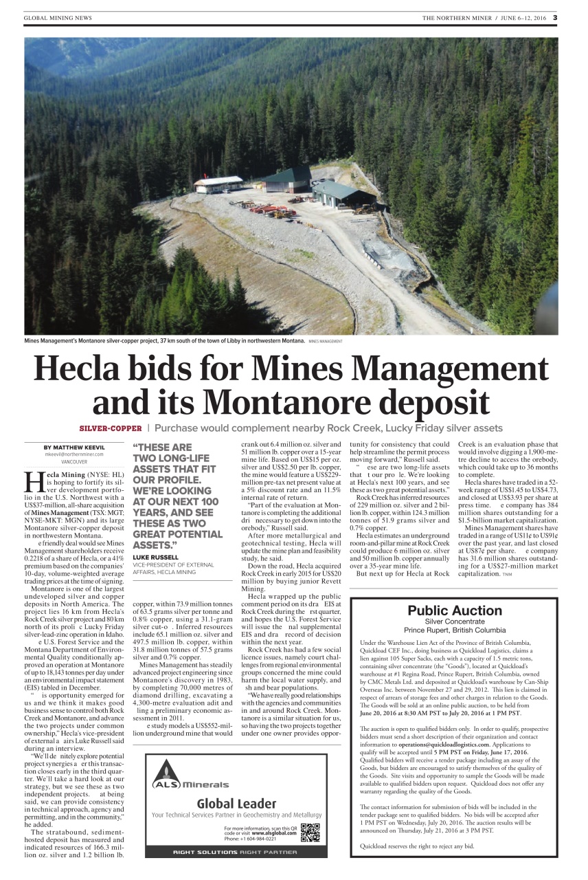 The Northern Miner Preview Pages