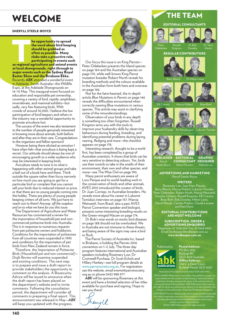 Australian Birdkeeper Magazine Preview Pages