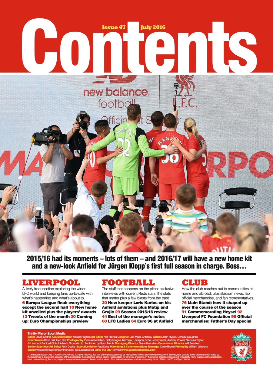 Liverpool FC Magazine Preview Pages