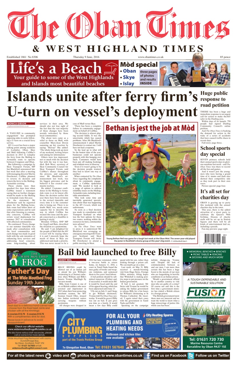 The Oban Times & Lochaber Times Preview Pages
