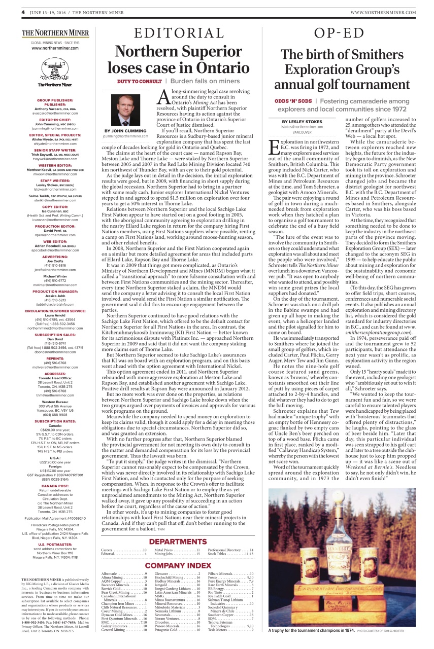 The Northern Miner Preview Pages