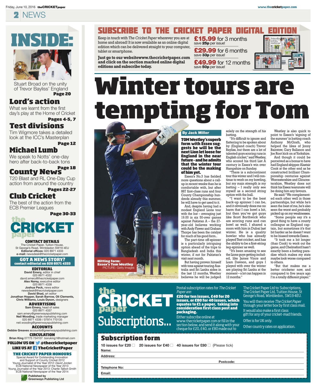The Cricket Paper Preview Pages