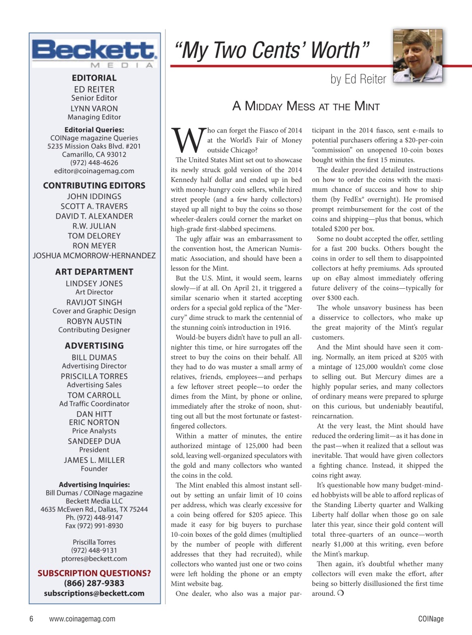 COINage Magazine Preview Pages