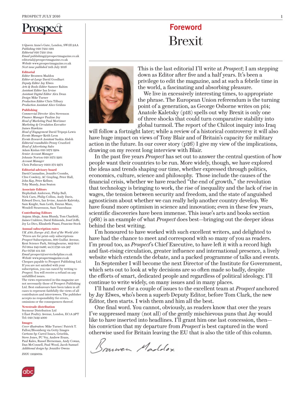 Prospect Magazine Preview Pages