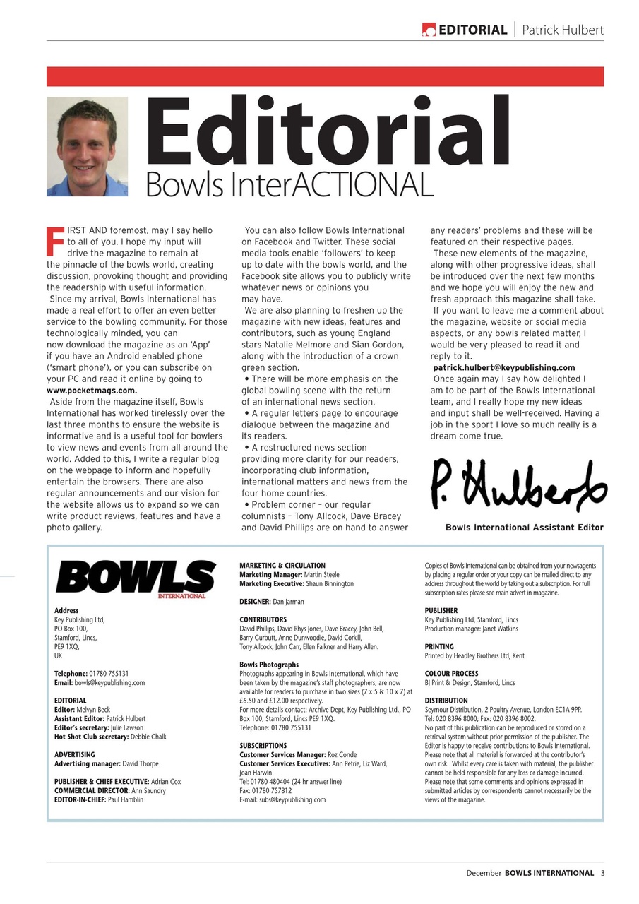 Bowls International Preview Pages
