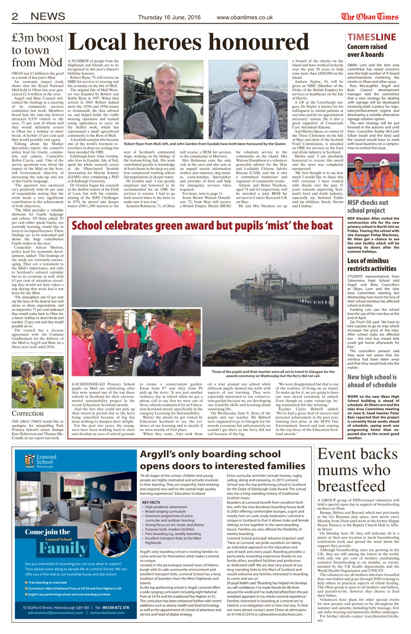 The Oban Times & Lochaber Times Preview Pages