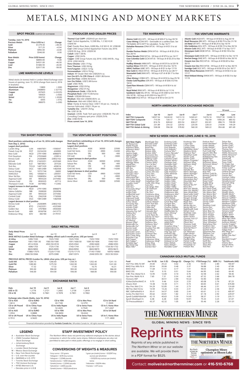 The Northern Miner Preview Pages