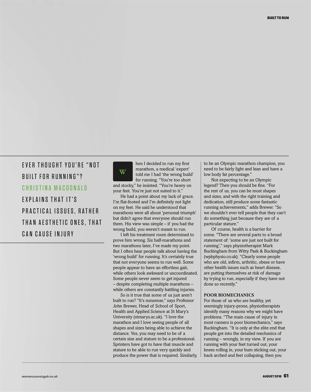 Women’s Running Preview Pages