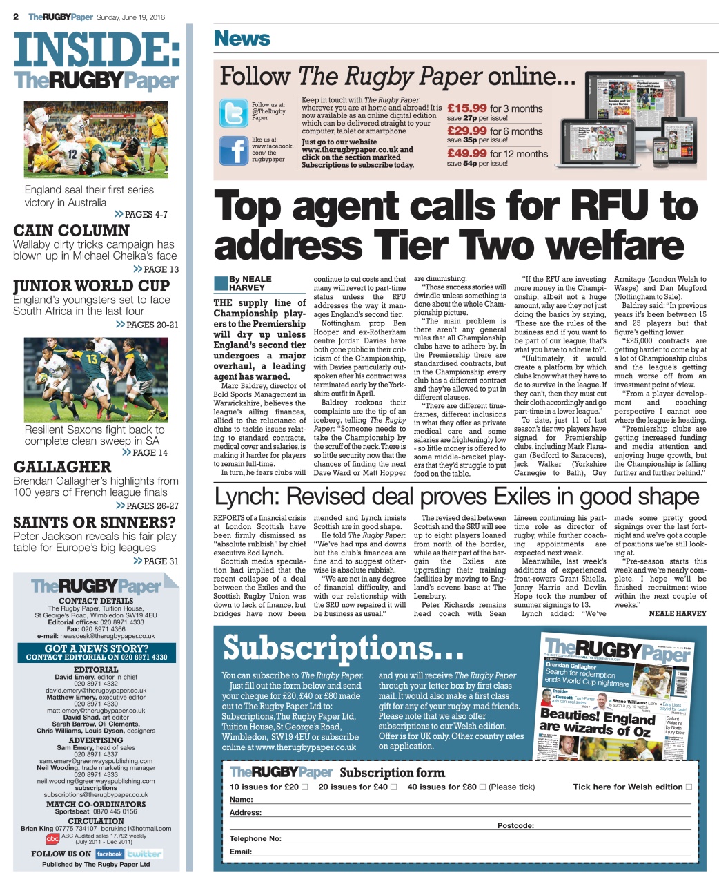 The Rugby Paper Preview Pages