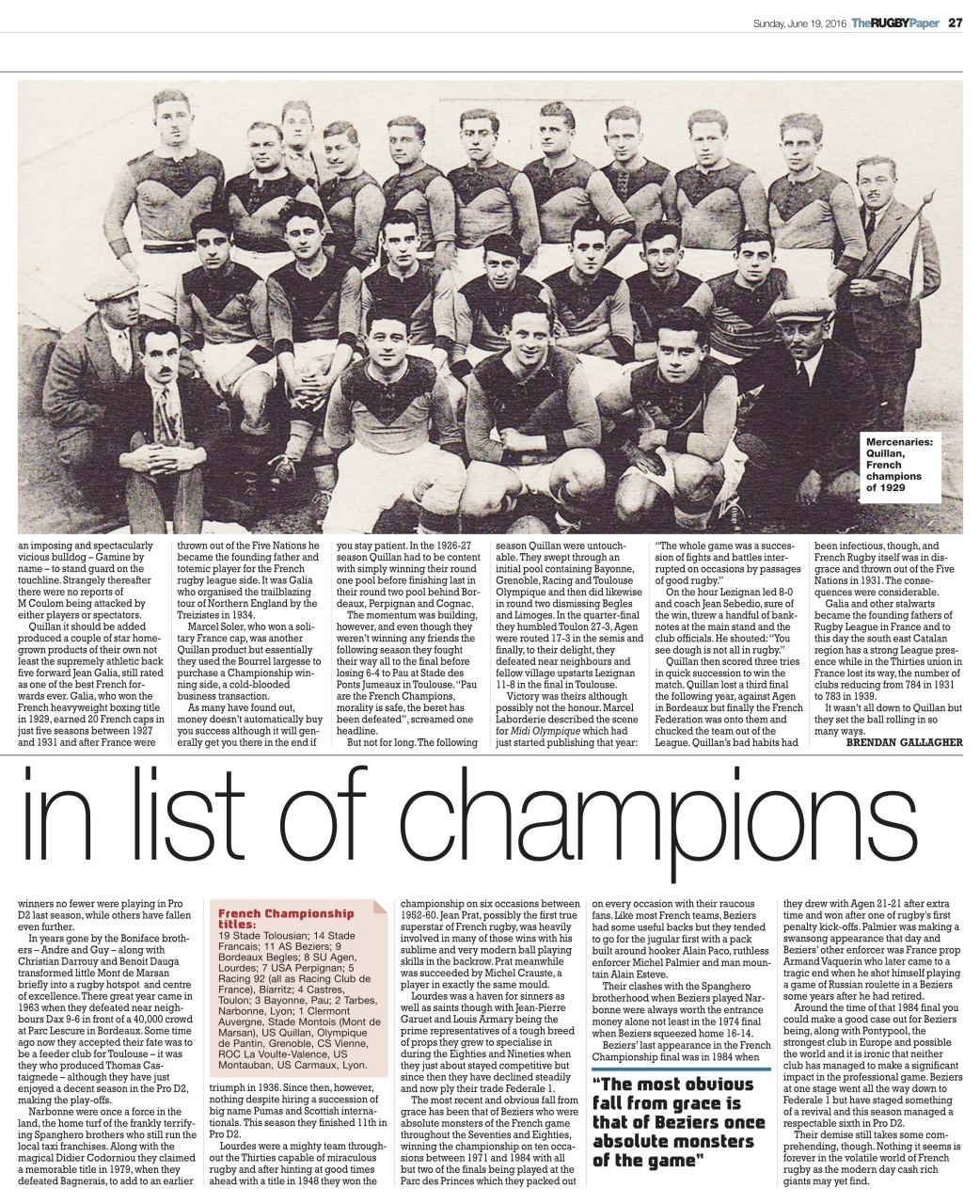 The Rugby Paper Preview Pages