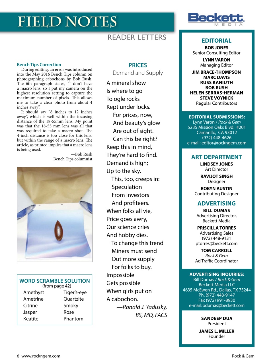 Rock&Gem Magazine Preview Pages