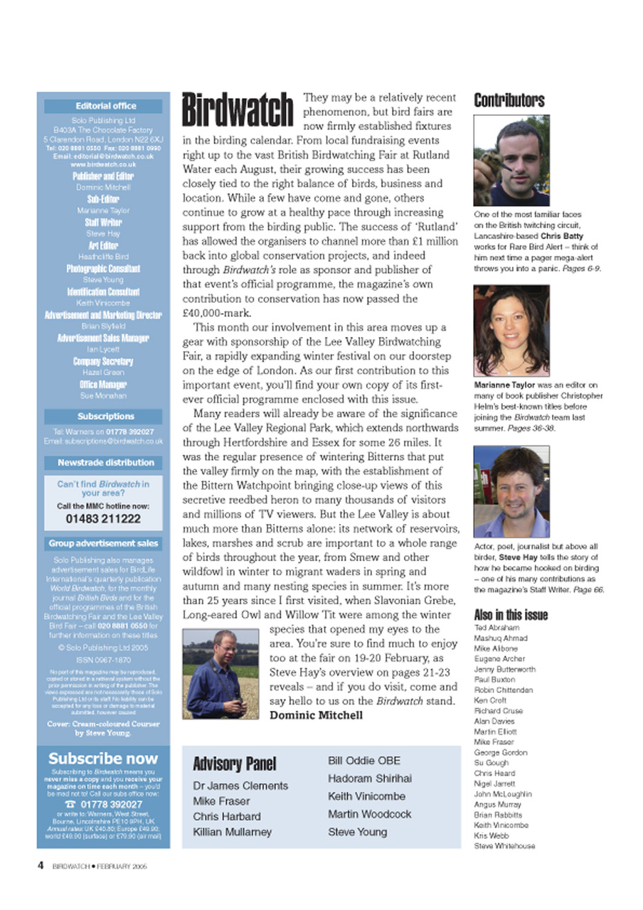 Birdwatch Magazine Preview Pages