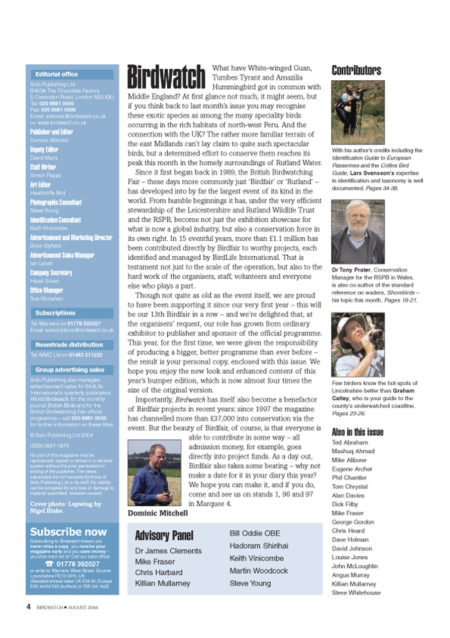 Birdwatch Magazine Preview Pages