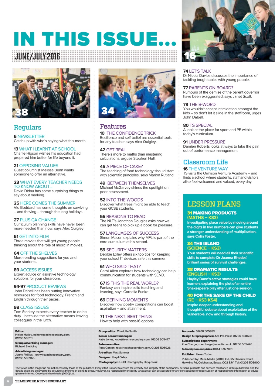 Teach Secondary Preview Pages