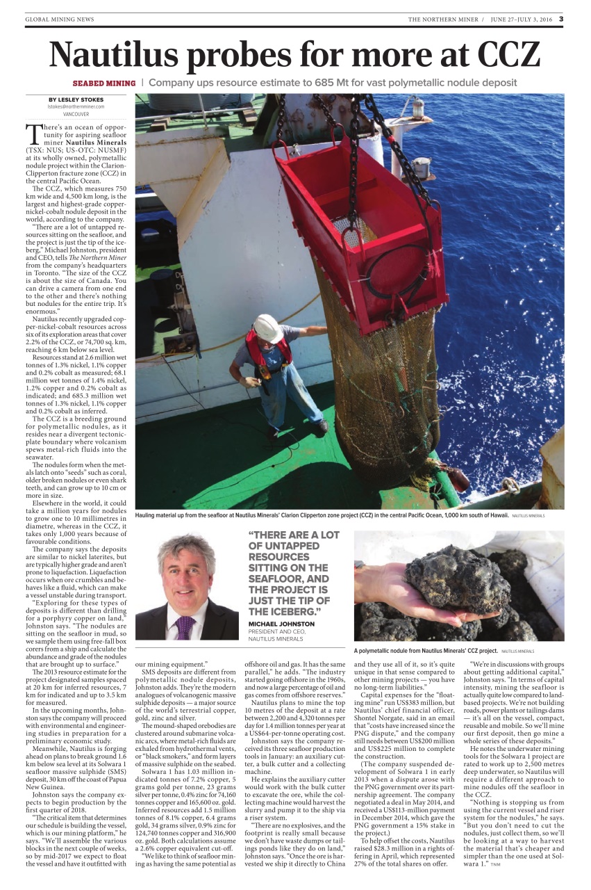 The Northern Miner Preview Pages