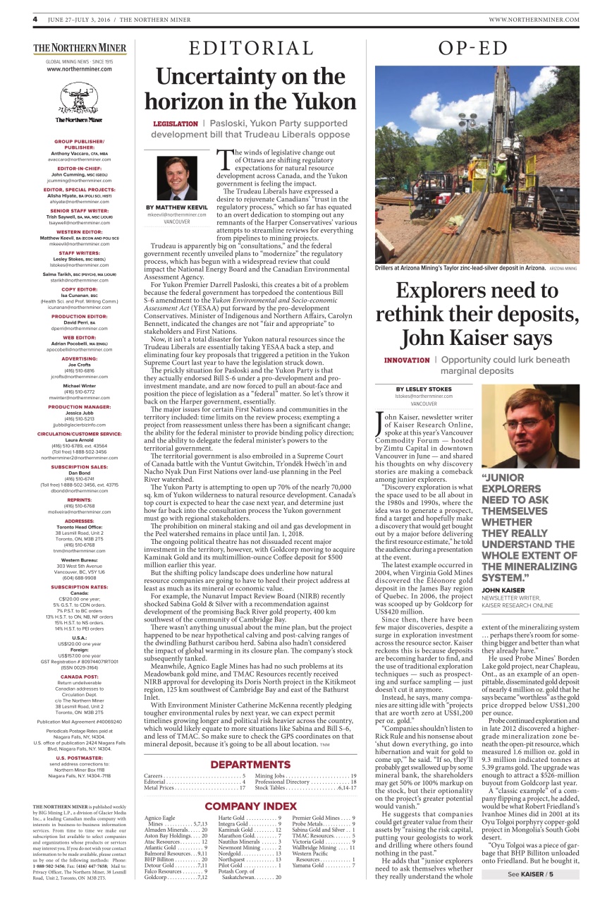 The Northern Miner Preview Pages