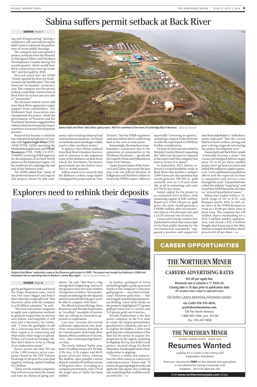 The Northern Miner Preview Pages