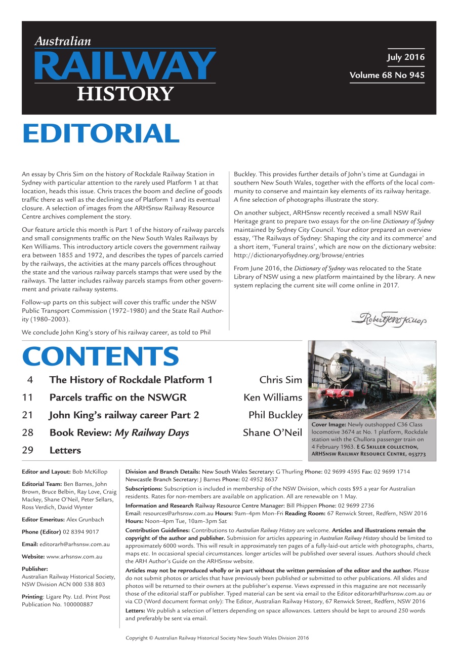 Australian Railway History Preview Pages