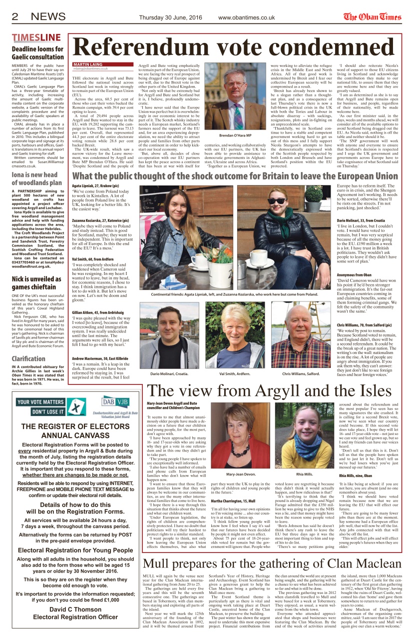 The Oban Times & Lochaber Times Preview Pages