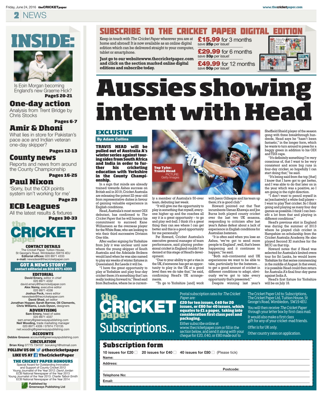 The Cricket Paper Preview Pages