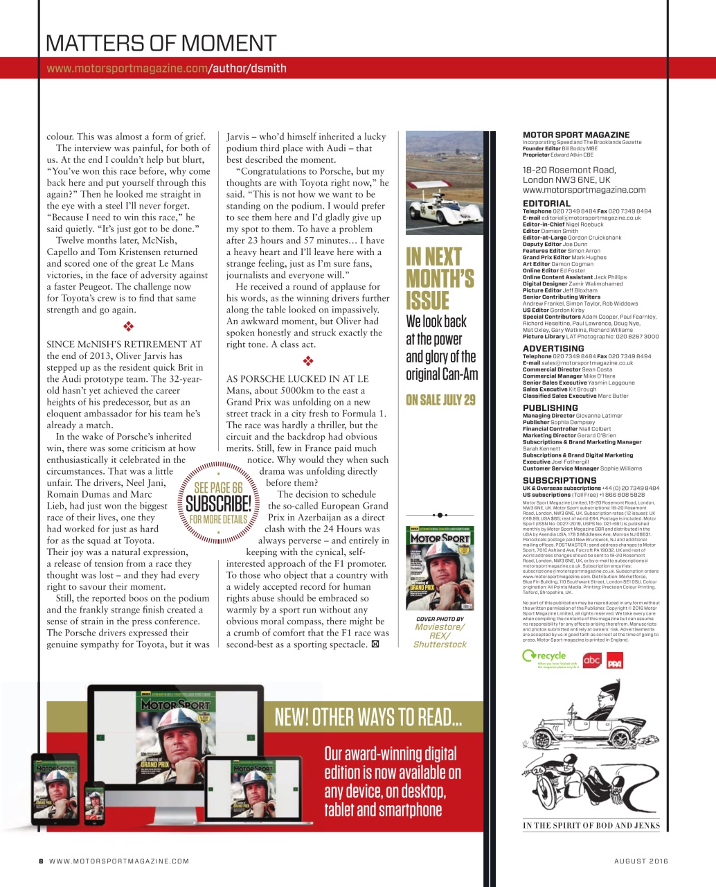 Motor Sport Magazine Preview Pages