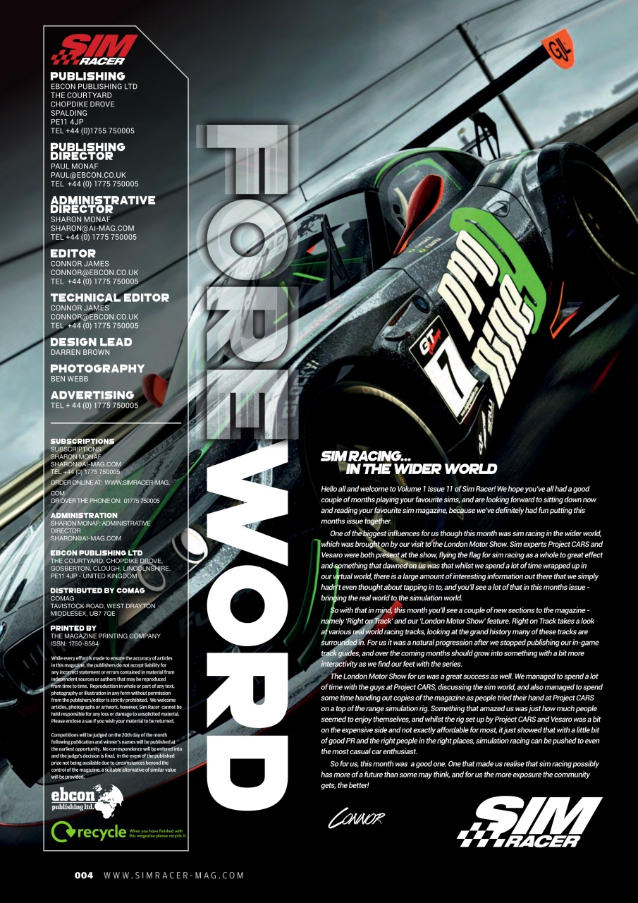 Sim Racer Preview Pages