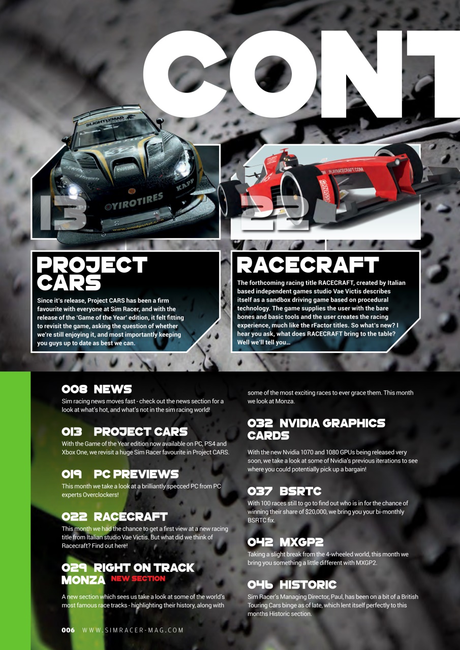 Sim Racer Preview Pages