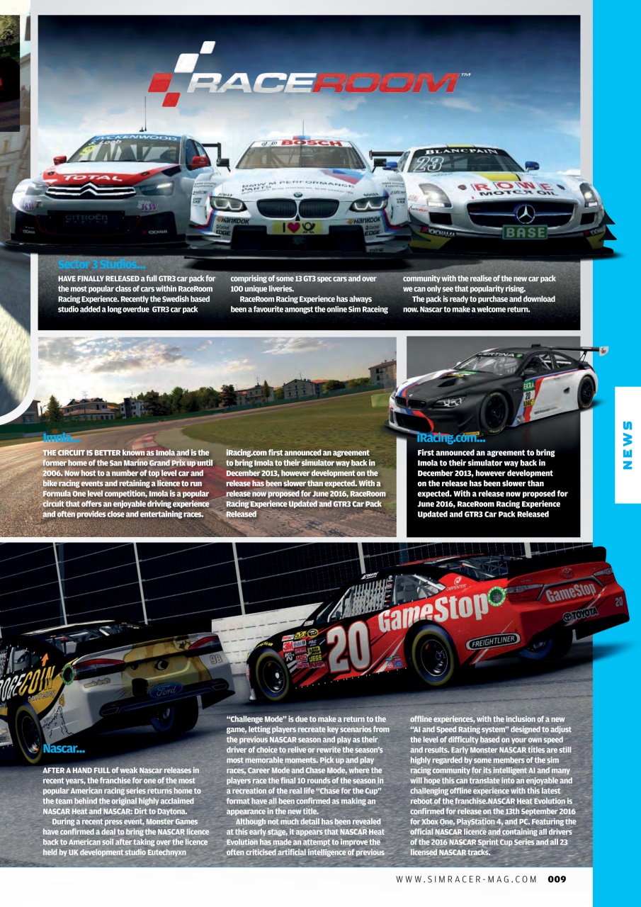 Sim Racer Preview Pages