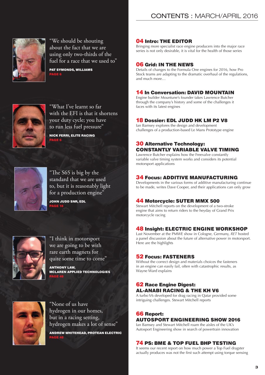 Race Engine Technology Preview Pages