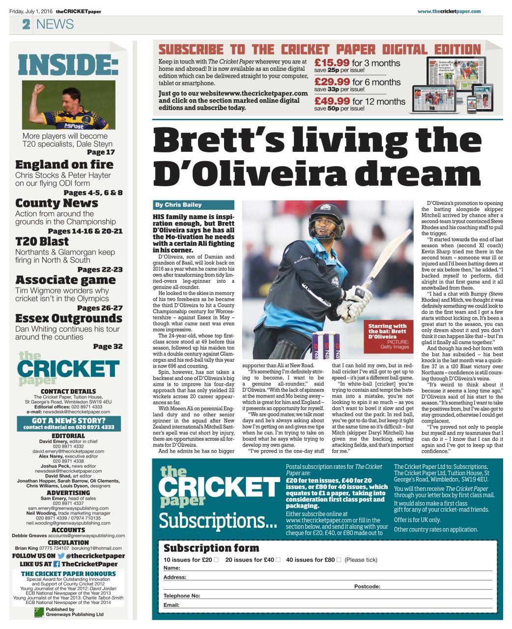 The Cricket Paper Preview Pages
