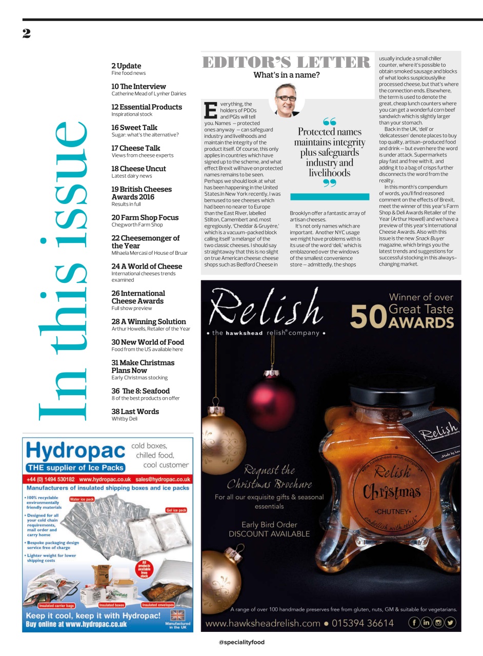 Speciality Food Preview Pages