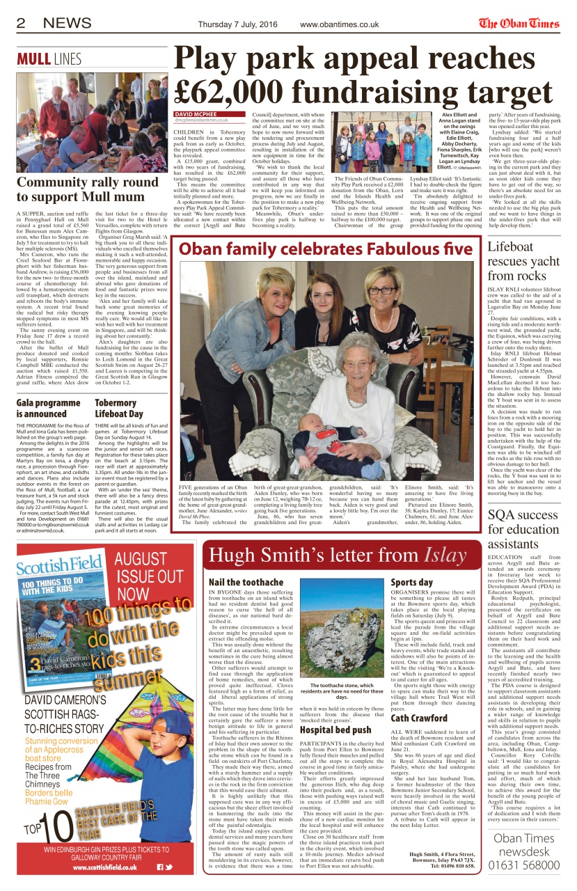 The Oban Times & Lochaber Times Preview Pages
