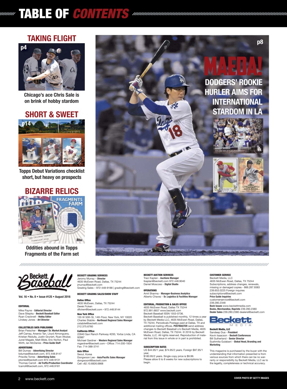 Beckett Baseball Magazine Preview Pages