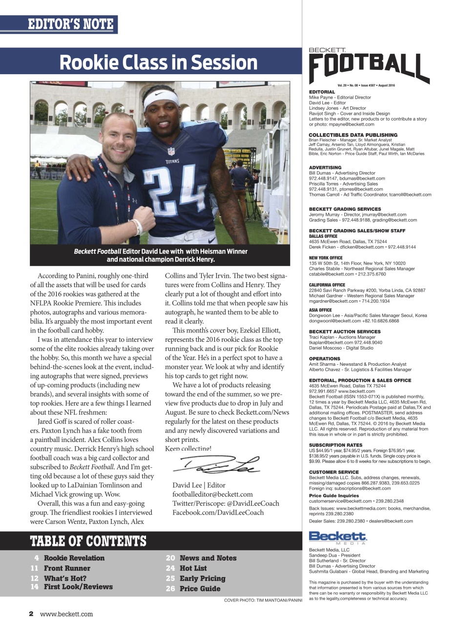 Beckett Football Magazine Preview Pages