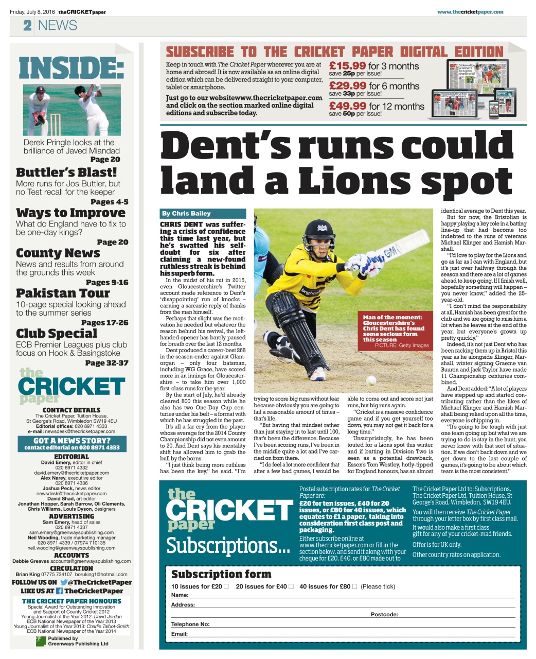 The Cricket Paper Preview Pages