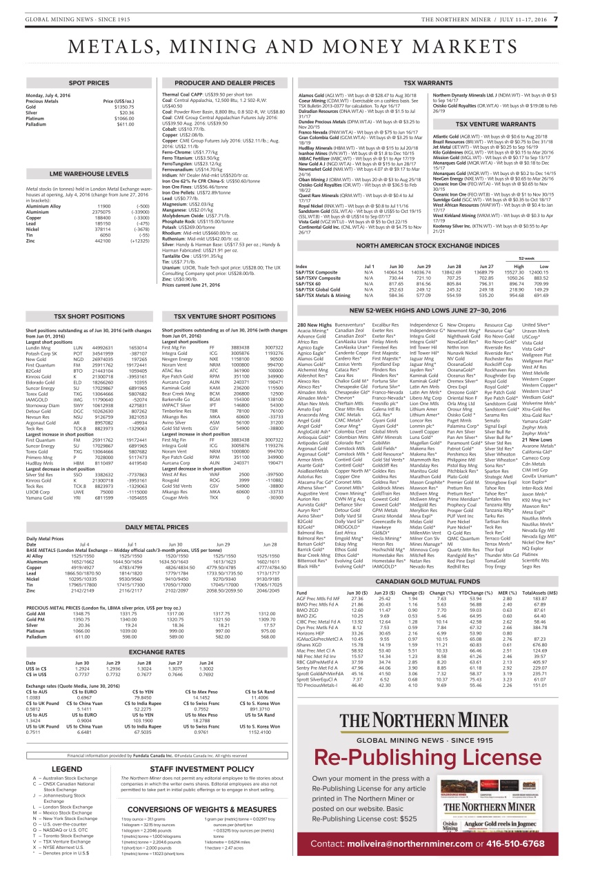 The Northern Miner Preview Pages